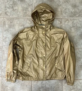 Damen Ralph Lauren Gold Nylon Windbreaker Jacke mit Kapuze - Größe L - Bild 1 von 8