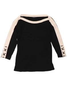 CHAPS Womens Top 3/4 Sleeve UK 14 Medium Black Colourblock Cotton Q102 - Picture 1 of 3
