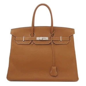 Bolso de Mano HERMES Birkin 35 Dorado Plata Hardware Taurillon Clemence Damas [Usado] - Imagen 1 de 24