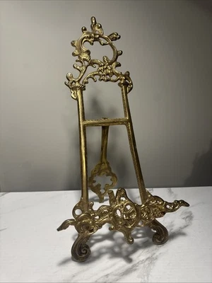 Caballete de latón vintage libro ilustraciones placa soporte 16” envío el mismo día tono dorado Foto 1 de 4