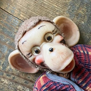 Vintage Rubber Face and Hands Monkey Doll Homemade? Rough Condition - Picture 1 of 12