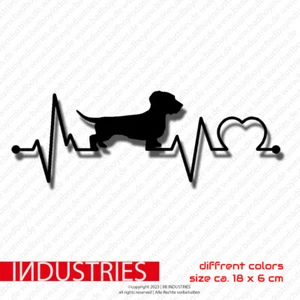 Dackel Herzschlag Hund Heartbeat Tierliebe Aufkleber Puls Auto in ca. 18x6cm - Bild 1 von 3