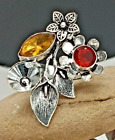 925 Sterling Sliver Citrine Gemstone Handmade Jewelry Ring (US)Adjustable
