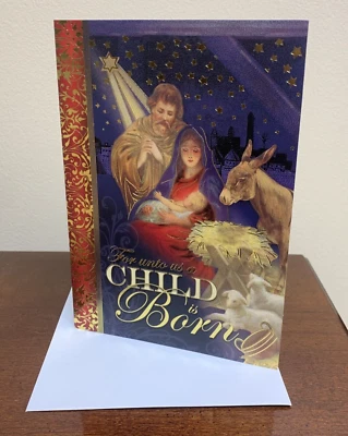 Merry Christmas Mary Joseph Jesus Greeting Cards By Punch Studio - Set of 6 - Image 1 of 3