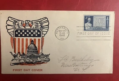 November 19 1948 US FIRST DAY COVER 3 Cent LINCOLN MONUMENT Patriotic Cachet FDC - Image 1 of 4