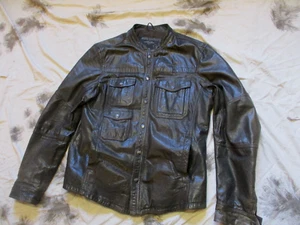 REAL ALL SAINTS spitalfields CAFE RACER Brown LEATHER JACKET SHIRT medium large - Picture 1 of 24