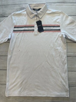 Camisa polo de golf Travis Mathew para hombre pequeña nueva Beach Way blanca precio de venta sugerido por el fabricante $90 Foto 1 de 4
