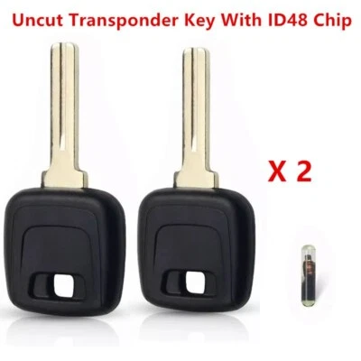 2XUncut Transponder Key With ID48 Chip for VOLVO S80 S60 V70 XC70 XC90 1999-2013 Foto 1 de 2