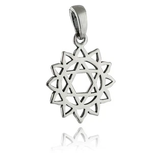 Heart Chakra Outline Charm Pendant - 925 Sterling Silver - Hindu NEW - Picture 1 of 1