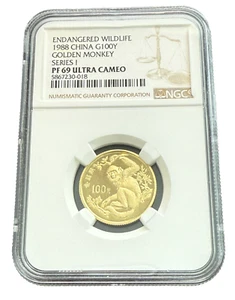 China 1988 Gold 100 Yuan NGC PF69UC Golden Monkey - Picture 1 of 2