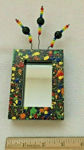 Small Decorative Mirror Bordering Reality Art Colorful LGBTQ Beads Splatter Pain Cover