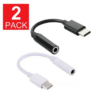 2x USB-C Type C Adapter Port to 3.5MM Aux Audio Jack Earphone Headphone Cable - Picture 1 of 11