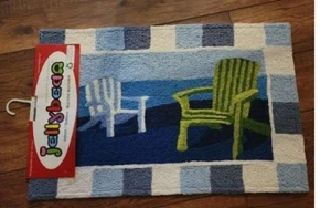 Jelly Bean  Beach Adirondack Chair Blue  Indoor Outdoor  Washable Rug, 22" x 34" - Picture 1 of 3