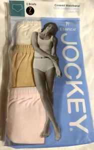 Size 7 New Package of 3 Briefs JOCKEY Elance 100% Cotton Yellow Tan Pink - Picture 1 of 4