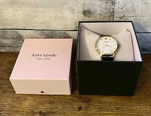 Kate Spade Monogram Steel 34mm Watch Leather Strap KSW9009S ~ Needs New Battery - Picture 1 of 12