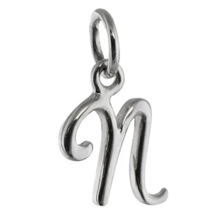Tiny Initial Letter N Pendant - 925 Sterling Silver - Name N Letter Charm *NE - Picture 1 of 1