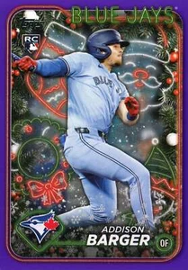 2024 Topps Holiday AZUL METÁLICO Y PÚRPURA BRILLO Paralelos - Imagen 1 de 8