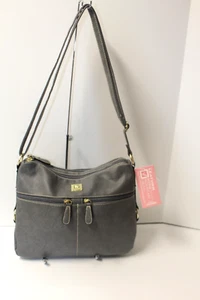 STONE MOUNTAIN CRUNCH LEATHER Grey Irene Hobo Shoulder Bag Purse Tote NWT $169 - Picture 1 of 11