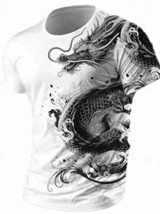 Herren T-Shirt 3D Drachen Print Sommer Täglich Freizeit Herren Straße Kurzarm - Bild 1 von 35