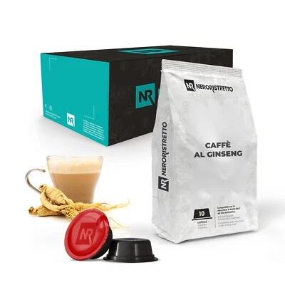 NERORISTRETTO 100 Cialde Capsule Caffè al Ginseng Compatibili Lavazza A Modo Mio