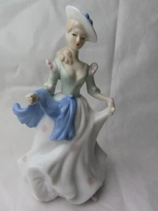 Figura Dama China Hueso Vintage 20 cm en un vestido con un chal - Imagen 1 de 6