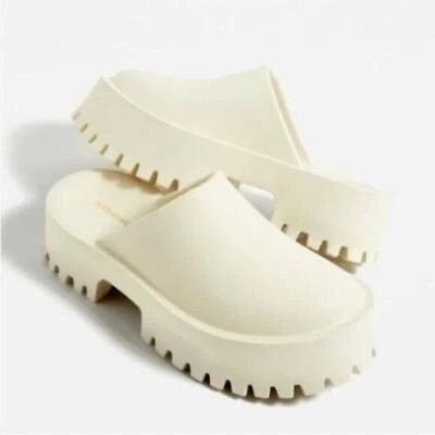 Zuecos Jeffrey Campbell para mujer con suela sin cordones blanco crema beige talla 7 Foto 1 de 4