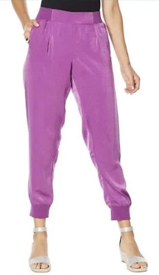 DG2 by Diane Gilman Faux Silk Pull-On Jogger Pant 697-781 Purple Size M - Image 1 of 2