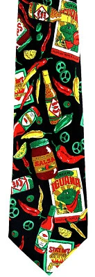 Corbata de salsa de iguana para hombre salsa jalapeña pimienta restaurante comida corbata negra Foto 1 de 3