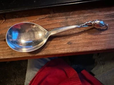 GEORG JENSEN DENMARK Sterling Silver  1919 Blossom 8" Berry Serving Spoon  84 - Image 1 of 4