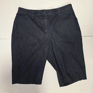 L.L. Bean Denim Shorts Womens 16 Blue Dark Wash Classic Fit Vintage Style Jorts - Picture 1 of 6