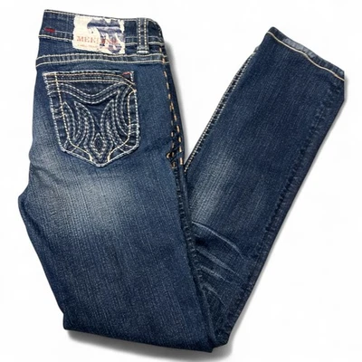 Pantalones de mezclilla MEK Darjeeling Cigarette para mujer 31x34 azul bordado Foto 1 de 4