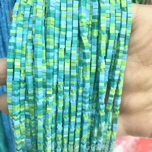 Cuentas espaciadoras de disco cuadradas planas azul verde turquesa de 1x2 mm para hacer joyas hágalo usted mismo - Imagen 1 de 6