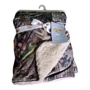 BASS PRO Baby Brown CAMO True Timber Soft Minky Sherpa Lined Blanket (30x40) - Picture 1 of 7
