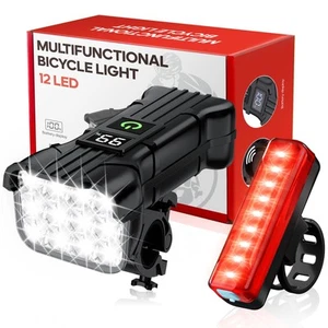 Bike Lights for Night Riding, 12 LED 9000 Lumen Super Bright Bicycle Headligh... - Picture 1 of 7