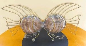 Metal and Wood Kissing Fish Sculpture Beautiful Mid Century Decor - Picture 1 of 5