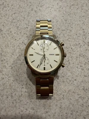 Fossil Men's Townsman Chrono Yellow Gold-Tone Cream Dial Quartz Watch FS5348 - Image 1 of 4