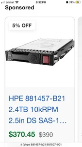 HPE 881457-B21 881507-001 2.4TB 12G 10K SAS 2.5" 512e Hard Drive NEW! - Afbeelding 1 van 5