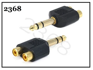 2 Pcs 1/4-Inch Stereo Male to 2 RCA Female Y Adapter Plug - Picture 1 of 3