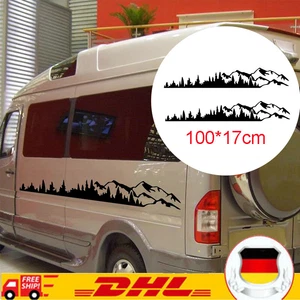 2X Aufkleber Wohnwagen Wohnmobil Caravan Camper Auto Berge Wald Landschaft DEU - Bild 1 von 18