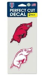 Arkansas Razorbacks 4x4 Perfect Cut Set of 2 Decal [NEW] NCAA Car Emblem Sticker - Picture 1 of 1