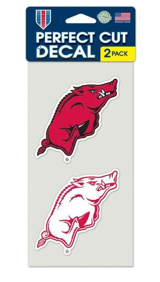 Arkansas Razorbacks 4x4 Perfect Cut Set of 2 Decal [NEW] NCAA Car Emblem Sticker - Image 1 of 1