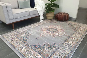 GREY MEDALLION TRANSITIONAL AREA RUG CARPET EXTRA LARGE - 200 x 290 CM - Picture 1 of 7