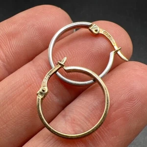 9ct Yellow And White Gold Hoop Earrings - Picture 1 of 5