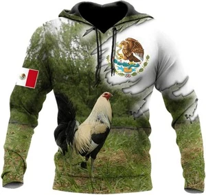 Mexican Rooster 3D Printed Mexico Unisex Hoodie 3D Full Size S-5XL For Men Women - Picture 1 of 4