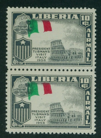 Liberia 1958, Visit to ITALY PAIR MISPLACED FLAG, NH #C114 Cover