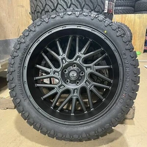 4) 22x10 Vision Brawl Black Wheels 33" AT Tires Package 5x5 Jeep Wrangler JK JL - Picture 1 of 4