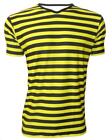 Men's Classic Bumble Bee Stripes Printed V Neck Top T-Shirt Tee Top Fancy Dress
