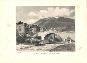 BORMIO Ponte Combo verso Valfurva Valtellina STAMPA ANTICA 1934 Antique print - Bild 1 von 1