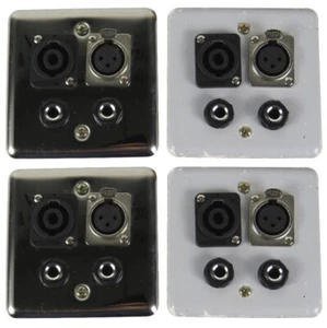 4-Pack XLR 3-Pin Female 6.35mm 1/4" Stereo Speakon Wall Plates for Studio Cables - Picture 1 of 8