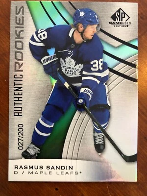 19-20 UD SP Game Used Authentic Rookies 122 Rasmus Sandin /200 - Image 1 of 2